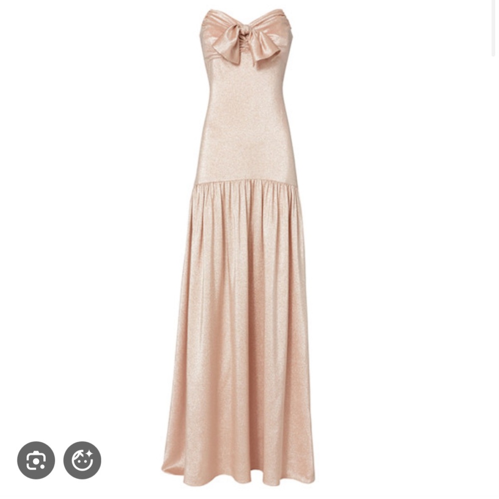 CAROLINE CONSTAS STRAPLESS BUSTIER DRESS IN ROSE GOLD